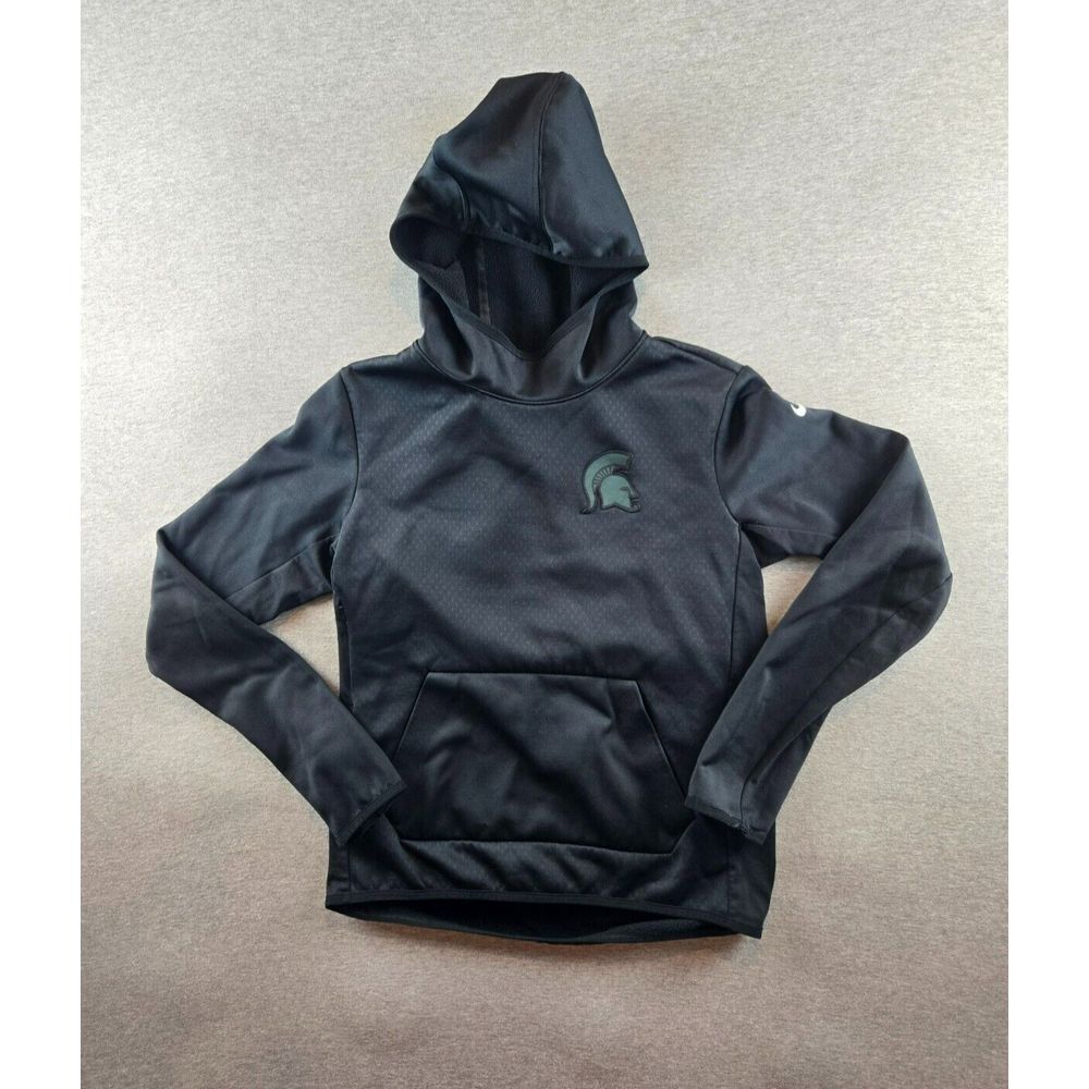 Nike‎ Michigan State Spartans Therma-Fit Hoodie Men's Small Pullover Black Green